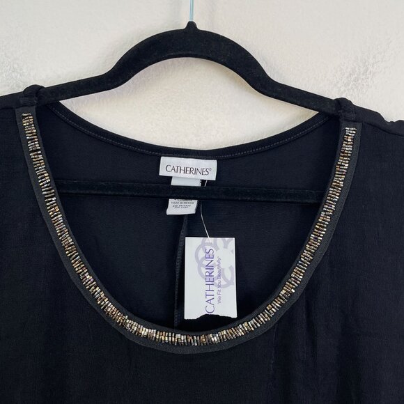 NEW Catherines Plus 2X Sleeveless Tank Top With Metallic Trim Stretch Shirt - Picture 7 of 9